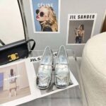 Prada Women Metallic Leather Pumps in 45mm Heel Height-Silver - immagine 2