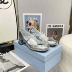 Prada Women Metallic Leather Pumps in 45mm Heel Height-Silver - immagine 3