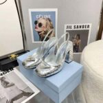 Prada Women Metallic Leather Slingback Pumps-Silver - immagine 10