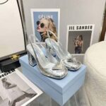 Prada Women Metallic Leather Slingback Pumps-Silver - immagine 9