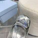 Prada Women Metallic Leather Slingback Pumps in 45mm Heel Height-Silver - Image 10