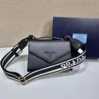 Prada Women Monochrome Saffiano and Leather Bag-Black (1)