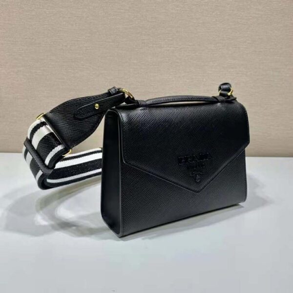 Prada Women Monochrome Saffiano and Leather Bag-Black (4)