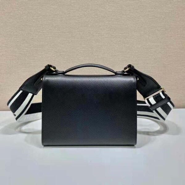 Prada Women Monochrome Saffiano and Leather Bag-Black (5)