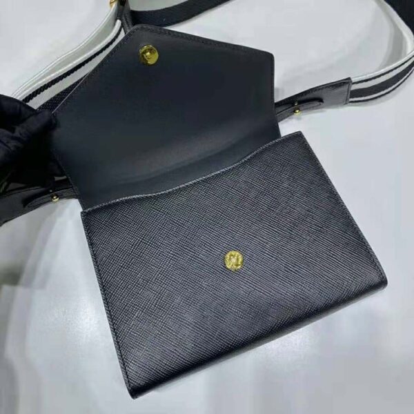 Prada Women Monochrome Saffiano and Leather Bag-Black (7)