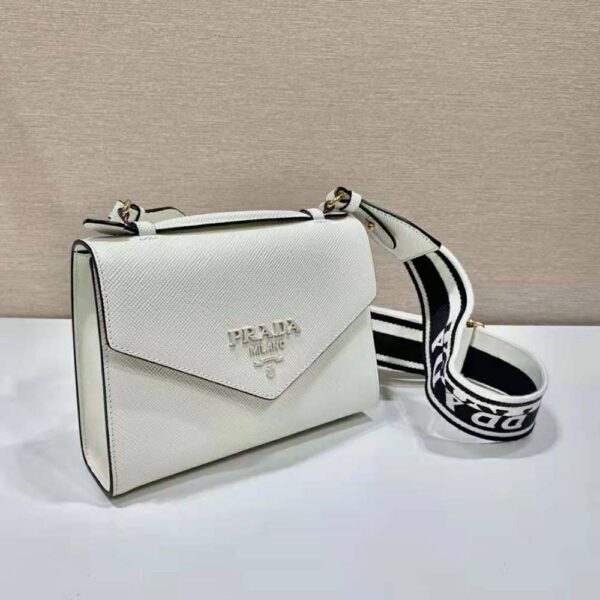 Prada Women Monochrome Saffiano and Leather Bag-White (3)