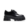 Prada Women Monolith Brushed Calf Leather Lace-Up Shoes-Black