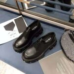 Prada Women Monolith Brushed Calf Leather Lace-Up Shoes-Black - Bild 2