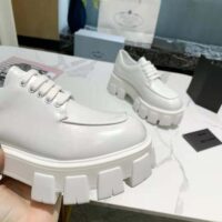 Prada Women Monolith Brushed Leather Lace-up Shoes-White (1)