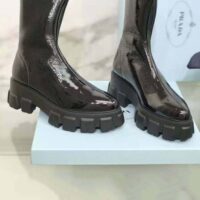 Prada Women Monolith Pointy Technical Patent Leather Booties (1)