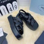 Prada Women Nappa Leather Flatform Sandals-Black – Image 7