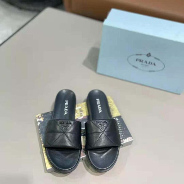 Prada Women Nappa Leather Slides in 20mm Heel-Black (3)