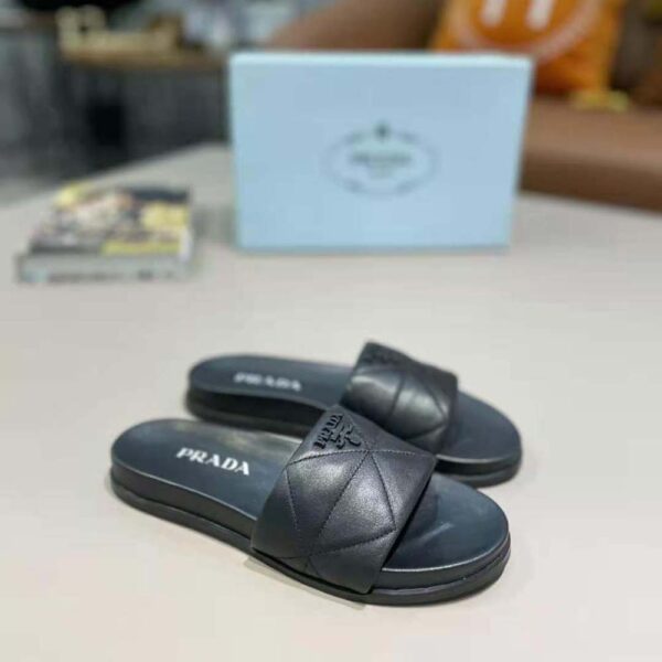Prada Women Nappa Leather Slides in 20mm Heel-Black (4)