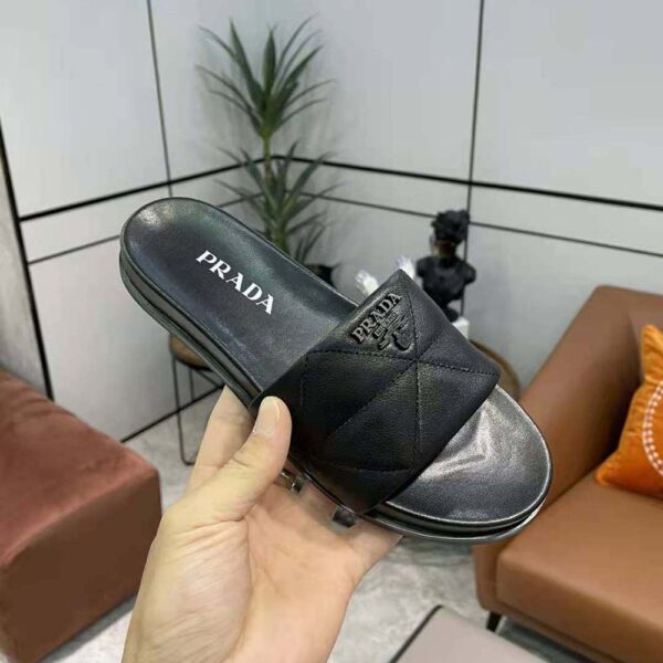 Prada Women Nappa Leather Slides in 20mm Heel-Black (9)