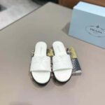 Prada Women Nappa Leather Slides in 20mm Heel-White - Imagen 3