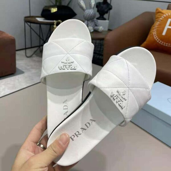 Prada Women Nappa Leather Slides in 20mm Heel-White (8)