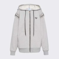 Prada Women Oversized Studded Hoodie-Silver (1)