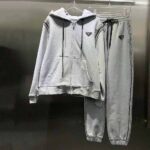 Prada Women Oversized Studded Hoodie-Silver – Image 2