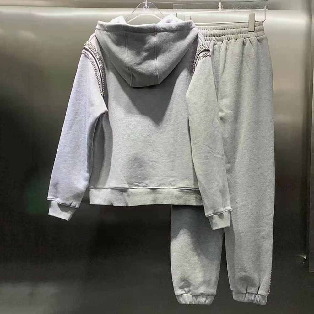 Prada Women Oversized Studded Hoodie-Silver