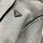 Prada Women Oversized Studded Hoodie-Silver – Image 6