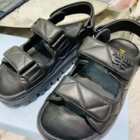 Prada Women Padded Nappa Leather Sandals-Black (1)