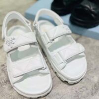 Prada Women Padded Nappa Leather Sandals-White (1)