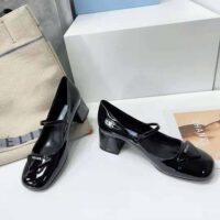 Prada Women Patent Leather Pumps in 45mm Heel Height-Black (1)