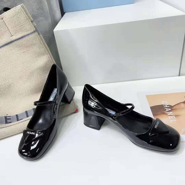 Prada Women Patent Leather Pumps in 45mm Heel Height-Black (3)