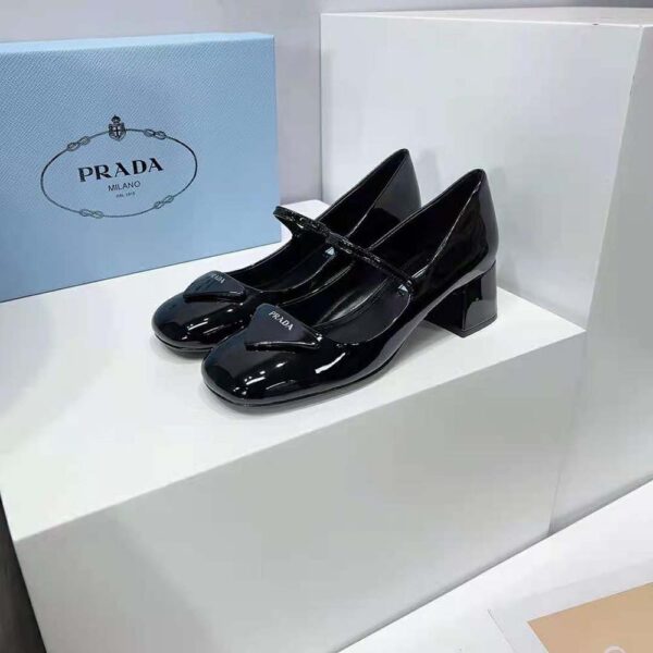 Prada Women Patent Leather Pumps in 45mm Heel Height-Black (9)