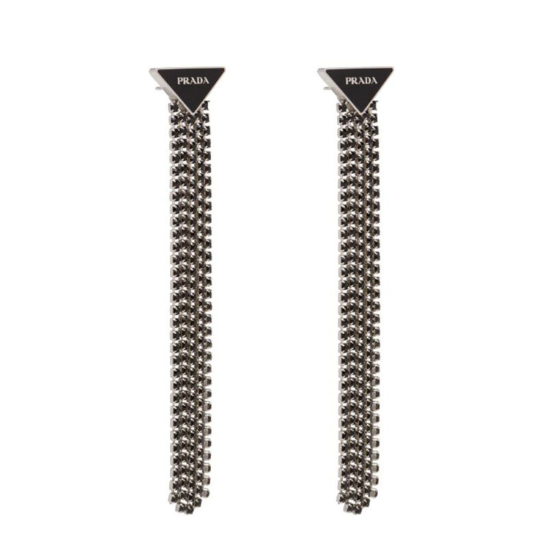Prada Women Prada Symbole Drop Earrings-Black