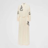 Prada Women Printed Canvas Dress is Decorated with Motifs Made (1)