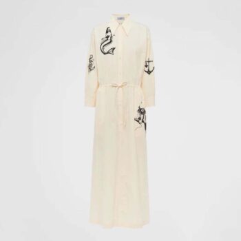 Prada Women Printed Canvas Dress is Decorated with Motifs Made