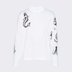 T-shirt Prada Femme en coton imprimé avec logo lettrage - Blanc