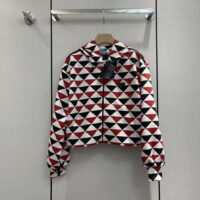 Prada Women Printed Jersey Hoodie-Red (1)