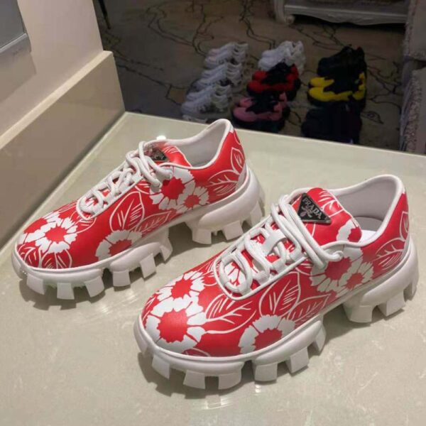 Prada Women Printed Nylon Sneakers-Red (7)
