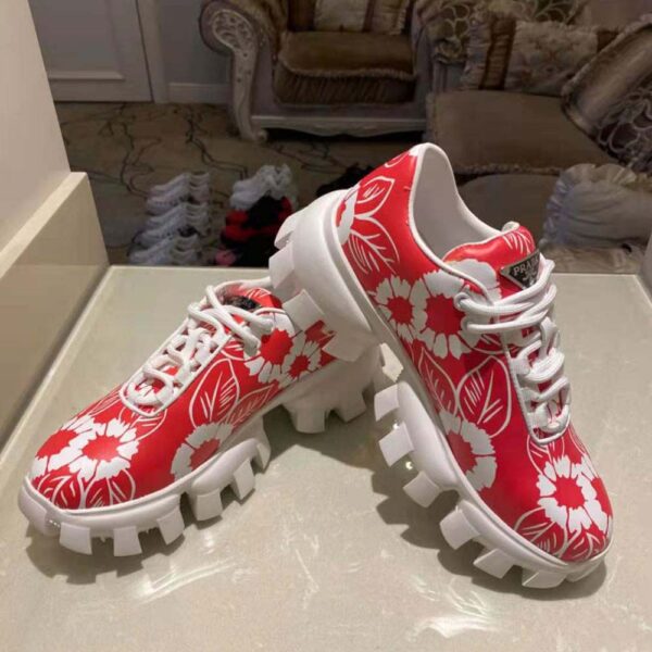 Prada Women Printed Nylon Sneakers-Red (8)