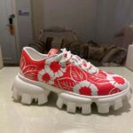 Prada Women Printed Nylon Sneakers-Red - Imagen 8