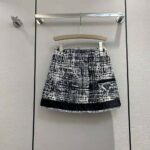 Prada Women Printed Tweed Miniskirt-Black – Image 3