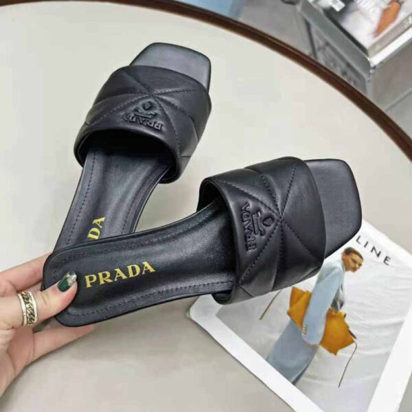 Prada Women Quilted Nappa Leather Sabots-Black (6)