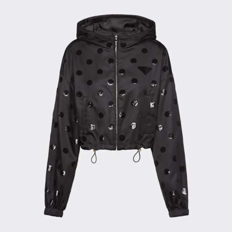 Prada Women Re-Nylon Embroidered Jacket-Black