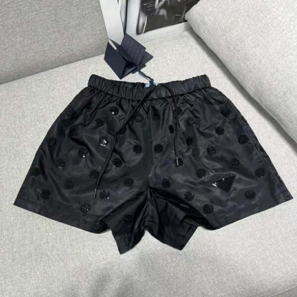 Prada Women Re-Nylon Sequin Shorts-Black (2)