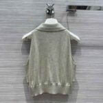 Prada Women Ribbed Knit Lurex Crop Top-Silver - Image 3