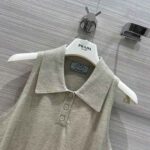 Prada Women Ribbed Knit Lurex Crop Top-Silver - Image 5