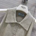 Prada Women Ribbed Knit Lurex Crop Top-Silver - Image 4