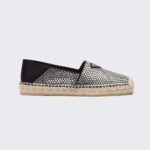 Prada Damen Satin Espadrilles mit Kristallen-Schwarz
