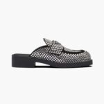 Prada Damen Satin-Pantoletten mit Kristallen in 40 mm Absatzhöhe - Schwarz