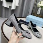 Prada Women Satin Pumps with Crystals in 45mm Heel Height-Silver – Image 5