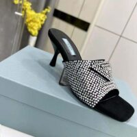 Prada Women Satin Sandals with Crystals-Silver (1)
