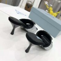 Prada Women Satin Sandals with Crystals-Silver (1)