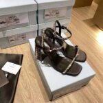 Prada Women Satin Sandals with Crystals in 90mm Heel Height-Black - Bild 4